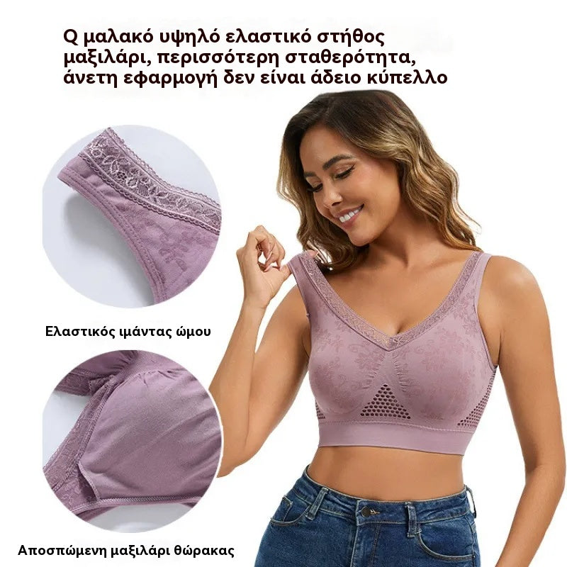 😍❤️40-120 κιλά【Συσκευασία 3】✨ Γυναικείο σουτιέν υψηλής ελαστικότητας και στήριξης με δαντέλα