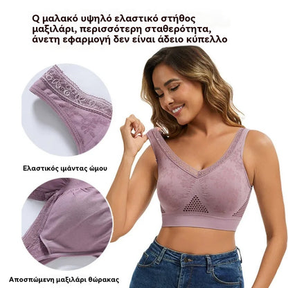 😍❤️40-120 κιλά【Συσκευασία 3】✨ Γυναικείο σουτιέν υψηλής ελαστικότητας και στήριξης με δαντέλα