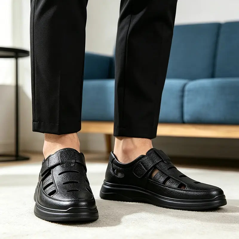 【40-45】Sandalias de verano para hombre de piel auténtica: Excelente transpirabilidad y muy cómodas de llevar.
