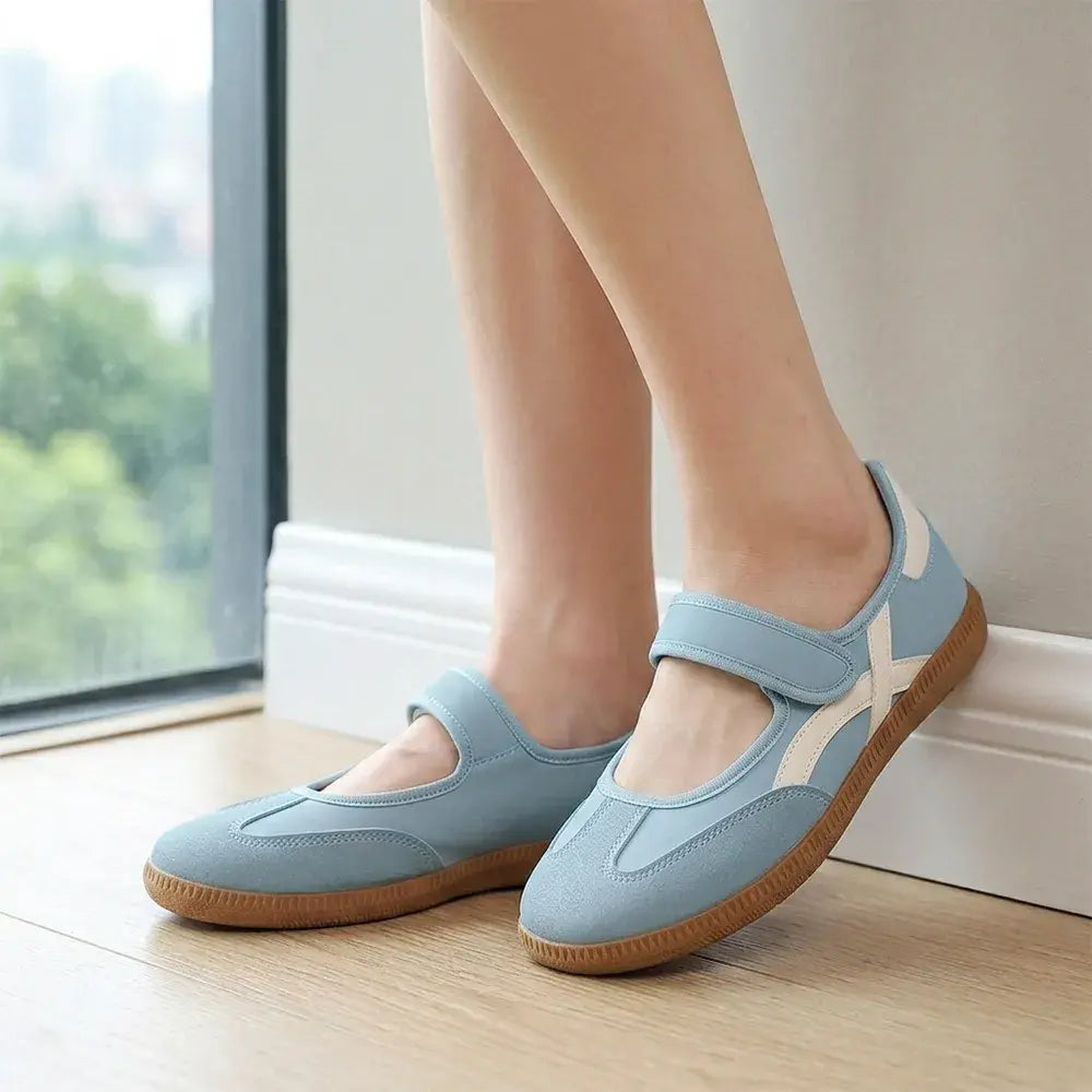 【36-42】Zapatillas planas informales de estilo retro para mujer con diseño de bloques de color.
