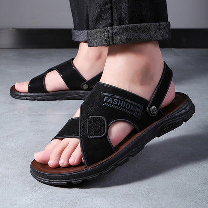 🐂【38-47】Nuevas sandalias de playa de cuero con suela gruesa para hombre