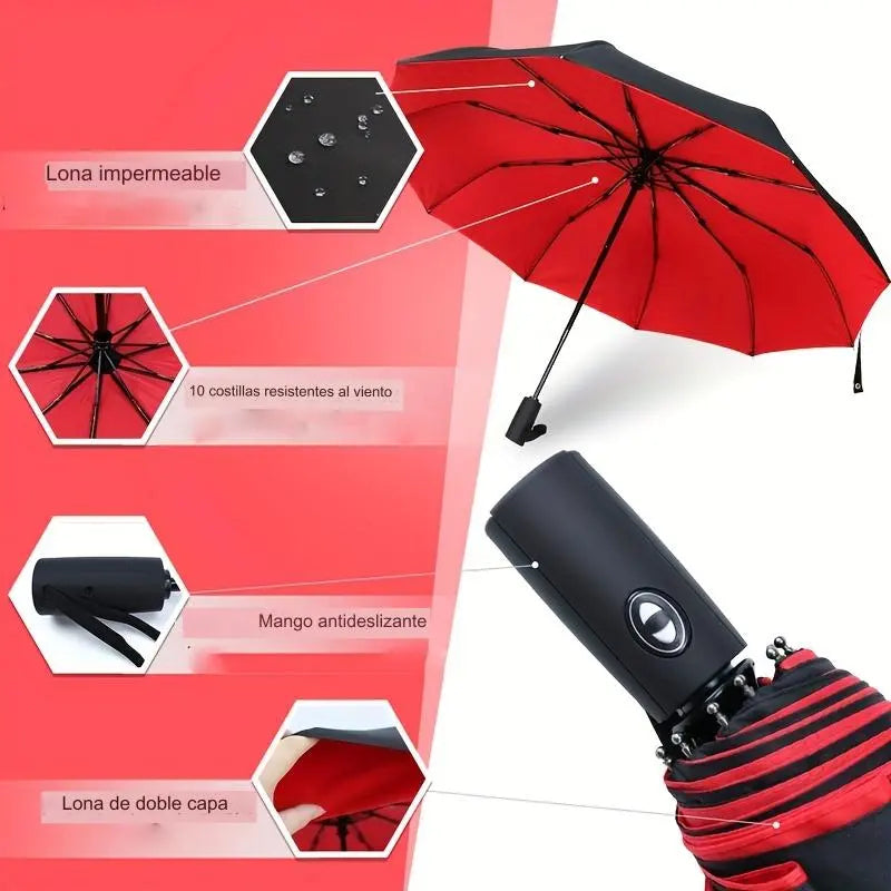 ☔ Paraguas Totalmente Automático de Nueva Generación – ¡Apertura y Cierre con un Solo Botón!