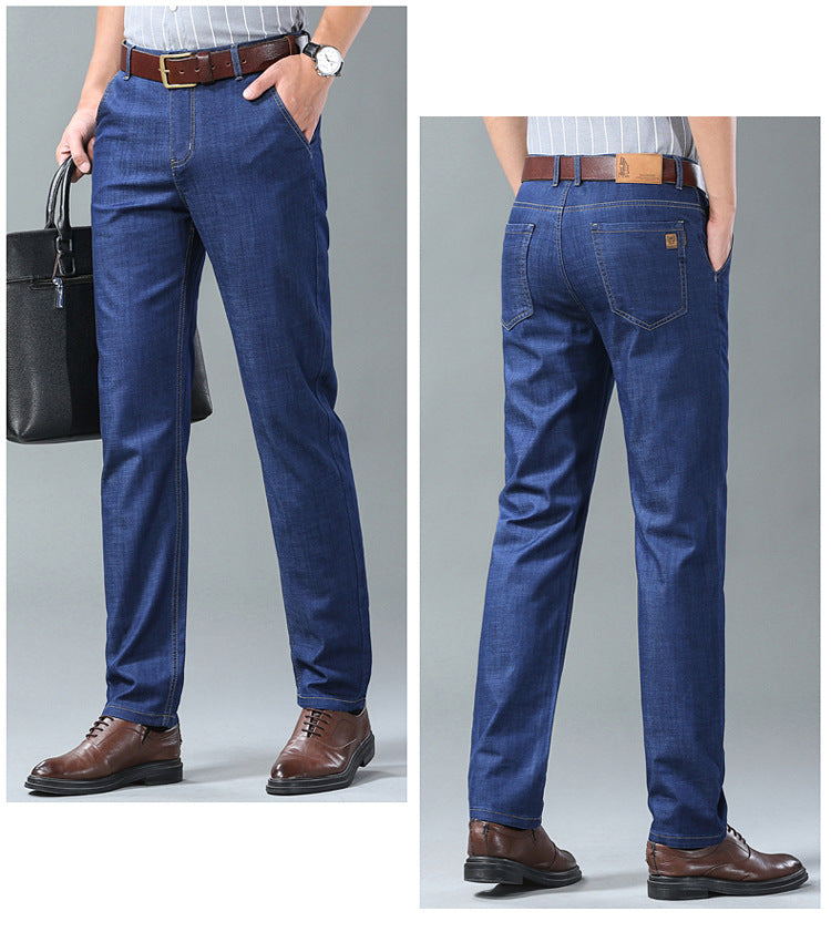 👖👖【 Εκλεκτά ανδρικά ρούχα】Απλά, φαρδιά και ευέλικτα ανδρικά τζιν μεγάλων μεγεθών