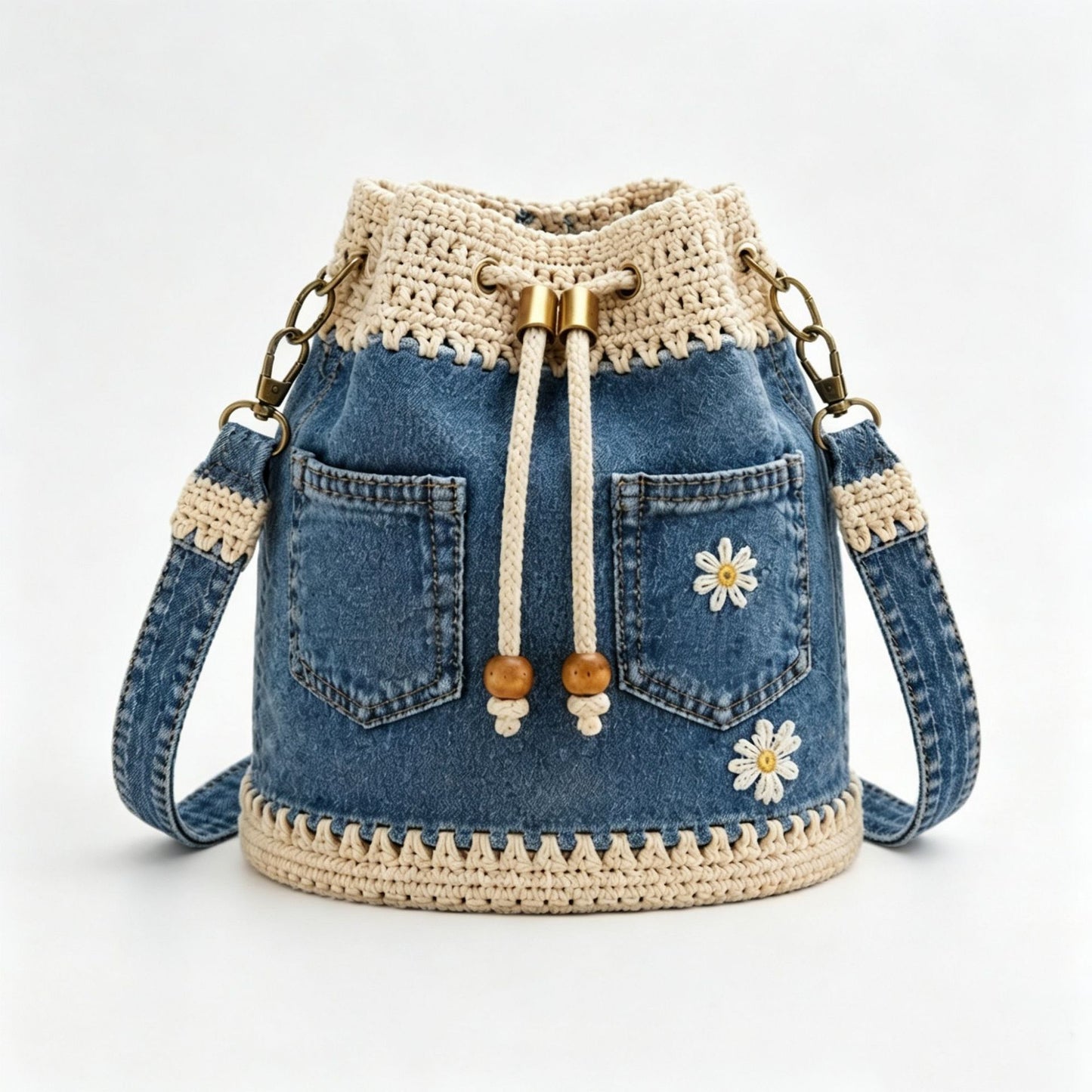 Bolso de mezclilla trenzada estilo boho que complementará cualquier atuendo ✨