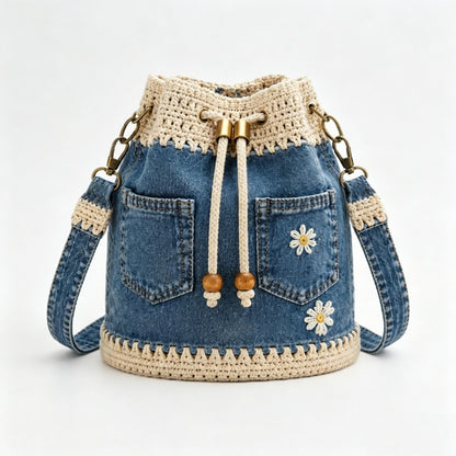 Bolso de mezclilla trenzada estilo boho que complementará cualquier atuendo ✨