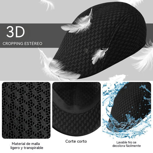 💨Gorra plana de malla transpirable para hombre, tipo boina de pico de pato, talla 56-58 cm.