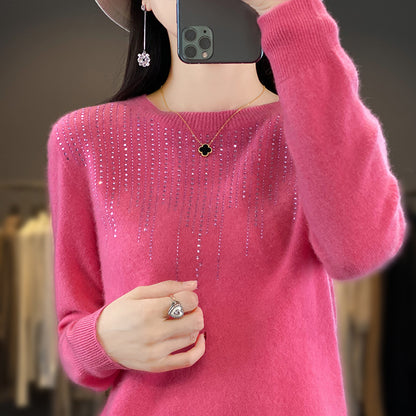 🔥🍁 [Novedad de otoño] [Tallas S-2XL] ✨🌷 Top de punto para mujer, elegante, con estilo y de alta calidad, con cuello redondo.