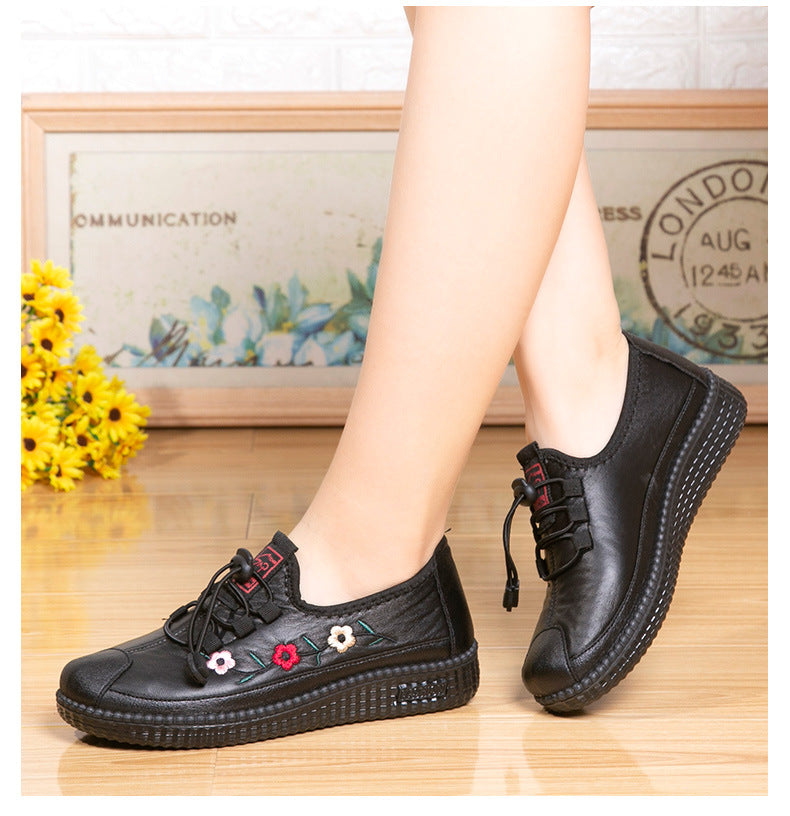 ⭐️【36-41】🔥Zapatos de madre cómodos de suela blanda con superficie de cuero, suelas suaves cómodas y antideslizantes.