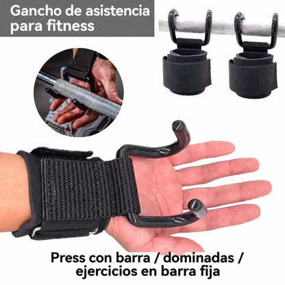 🤩🤾‍♀️🤜【Compra 1 y llévate 1 gratis】✨ 🔥 Ganchos de levantamiento de pesas con muñequeras para gimnasio, dominadas y peso muerto