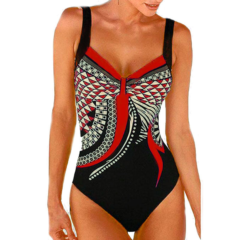 🏖️🌊 50% de descuento [Tallas S-3XL] Traje de baño de una pieza con estampado retro nuevo 2026