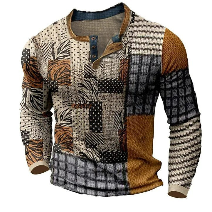 🎁😍[Oferta por tiempo limitado] 👔[S-4XL] Camiseta estampada de manga larga para hombre