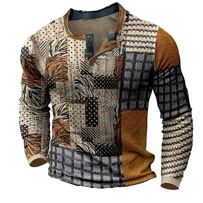🎁😍[Oferta por tiempo limitado] 👔[S-4XL] Camiseta estampada de manga larga para hombre