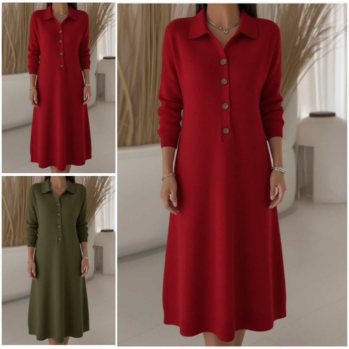 🔥【Ειδική Προσφορά】【S-3XL】Νέο πλεκτό φόρεμα φθινοπώρου/χειμώνα 2026