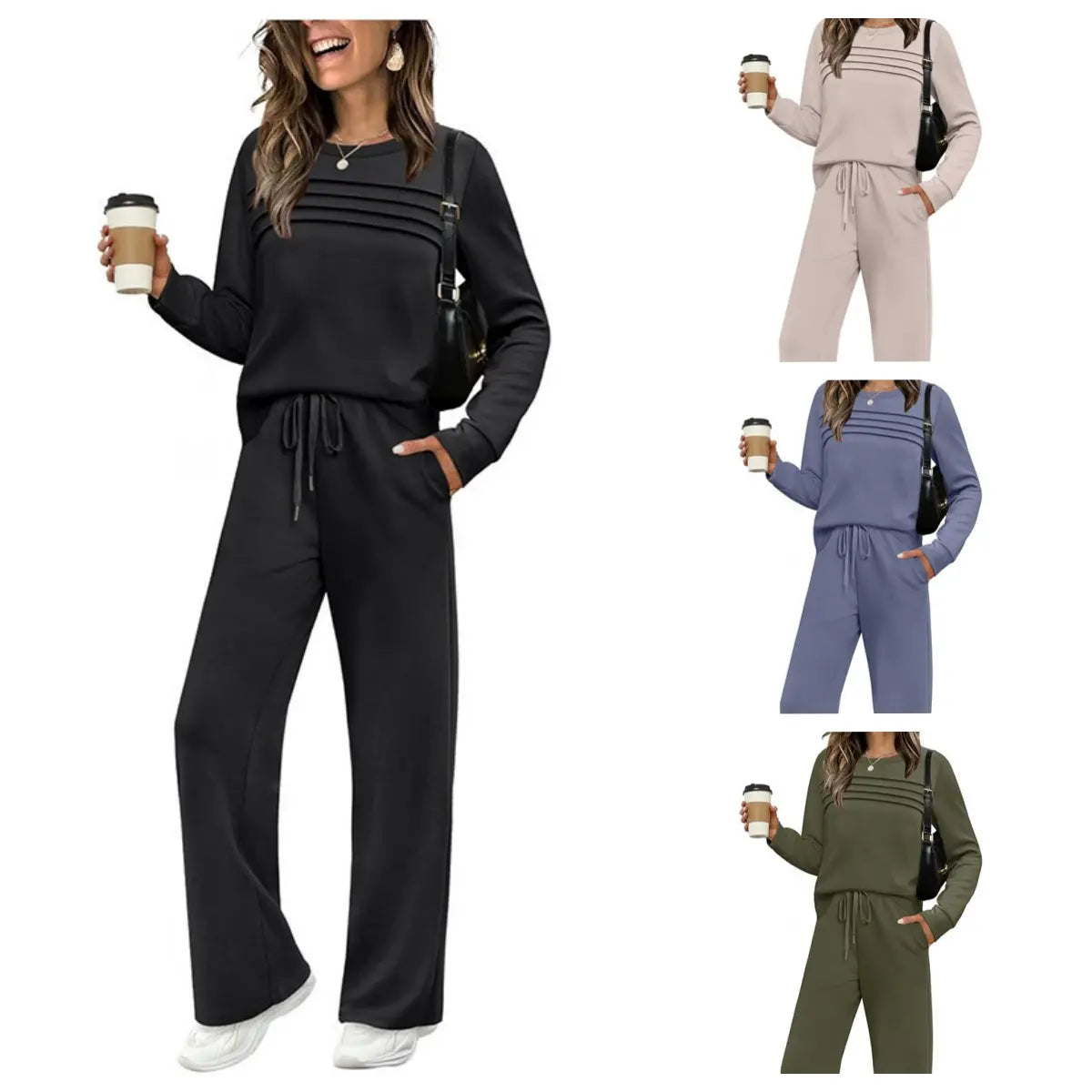 🔥【S-5XL】💖Conjunto de ropa deportiva casual para mujer: camiseta de algodón de manga larga de alta calidad + pantalón - ✅️Pago contra entrega