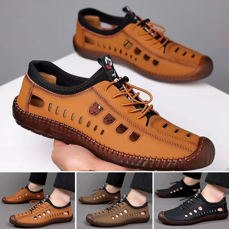 🔥Cantidad limitada🔥 ✨【Tallas 39-44】Zapatos casuales para hombre: cuero genuino, transpirables y antideslizantes, con parte superior perforada.