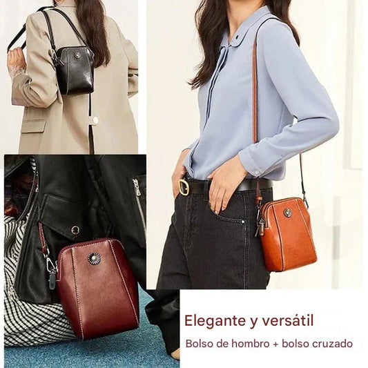 🔥👜 [Oferta Flash] 💖 Nuevo Bolso Multifunción 2026: Mini Bandolera de Piel Genuina, Elegante y Compacta.