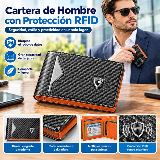 Cartera delgada para hombre con bloqueo RFID
