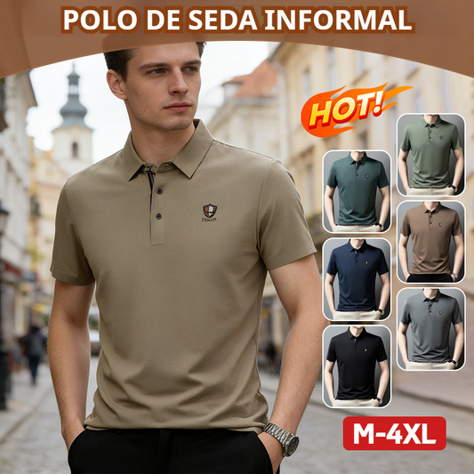 【50% de descuento】【M-4XL】Verano 2026 Nuevo polo casual con solapa de media manga de seda helada