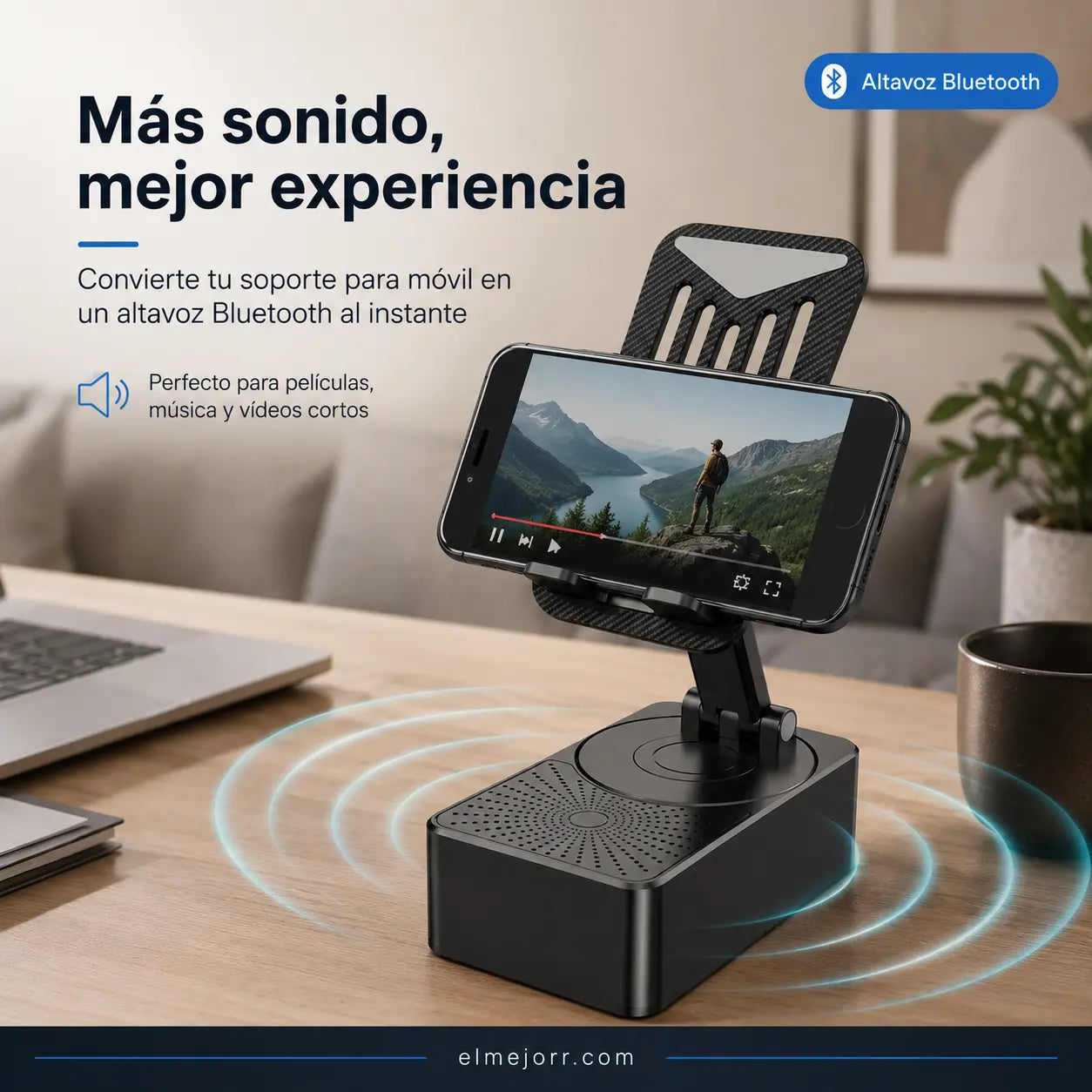 🔥 3 en 1: Altavoz Bluetooth + Cargador + Soporte 360° para Móvil 📱🔊⚡