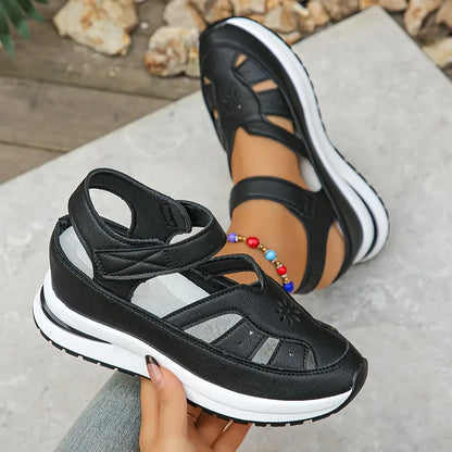 💞【35-44】Sandalias cómodas para mujer, a la moda en 2026, con tacón hueco, hechas de piel auténtica.
