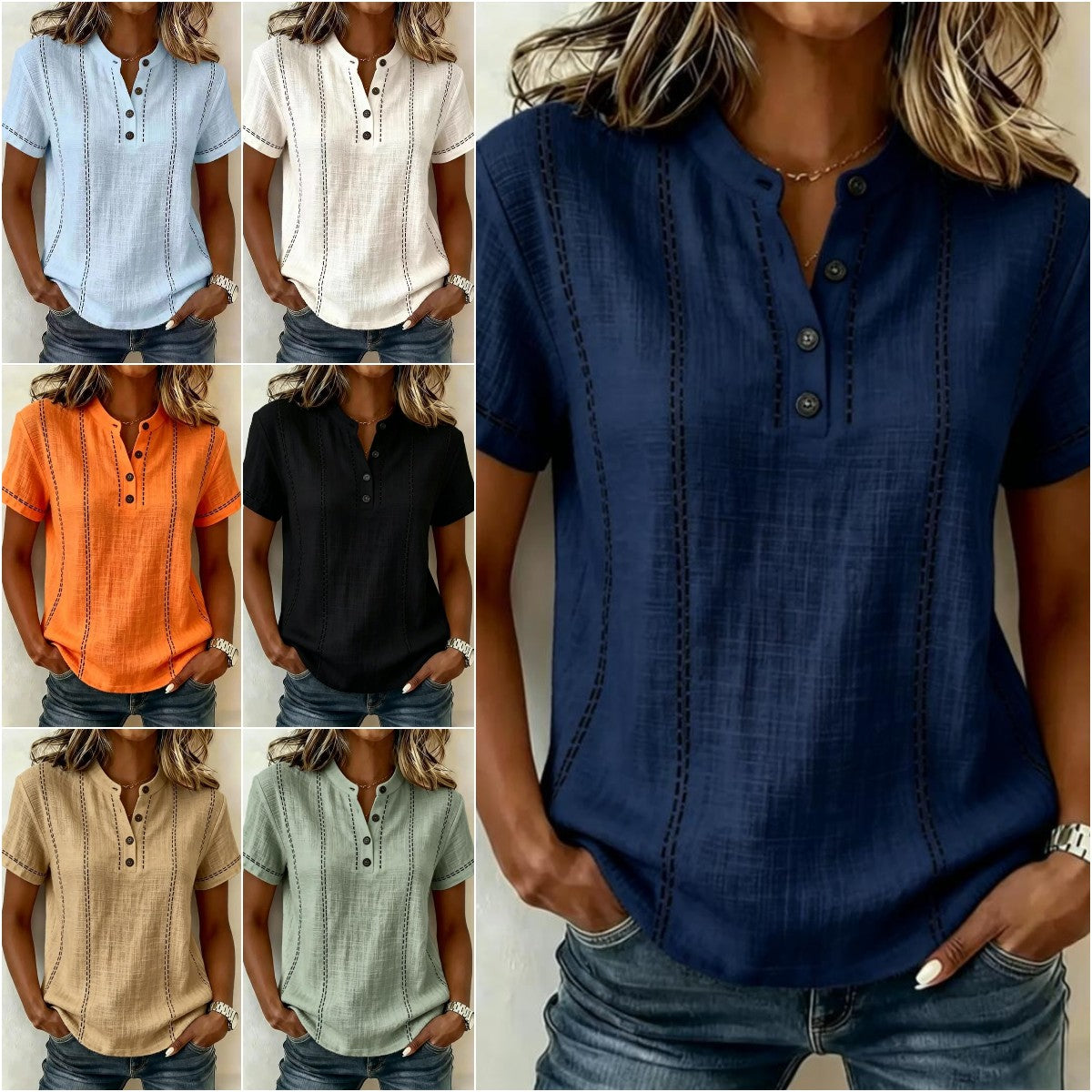 ⏳ ¡Oferta por tiempo limitado! ⏰【S-3XL】Nueva camisa casual de manga corta para mujer, de algodón y lino
