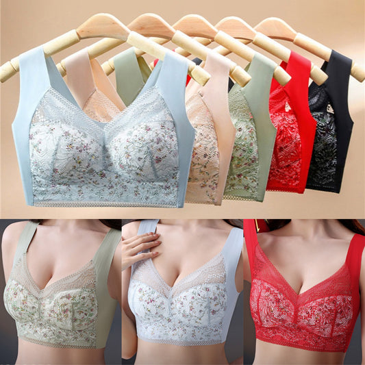 🔥【3 piezas】💕【40kg-100kg】🎁Sujetador de talla grande de seda de hielo sin costuras, transpirable y ajustable