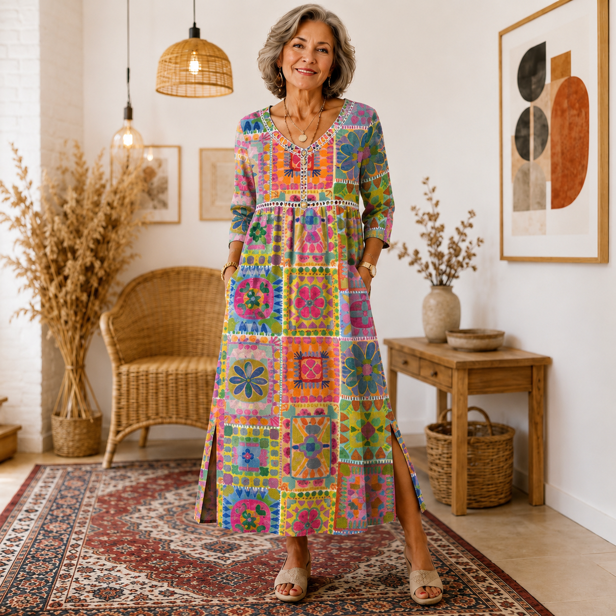 👗【Último día: 50% de descuento】Vestido estampado para mujer, ligero y transpirable.