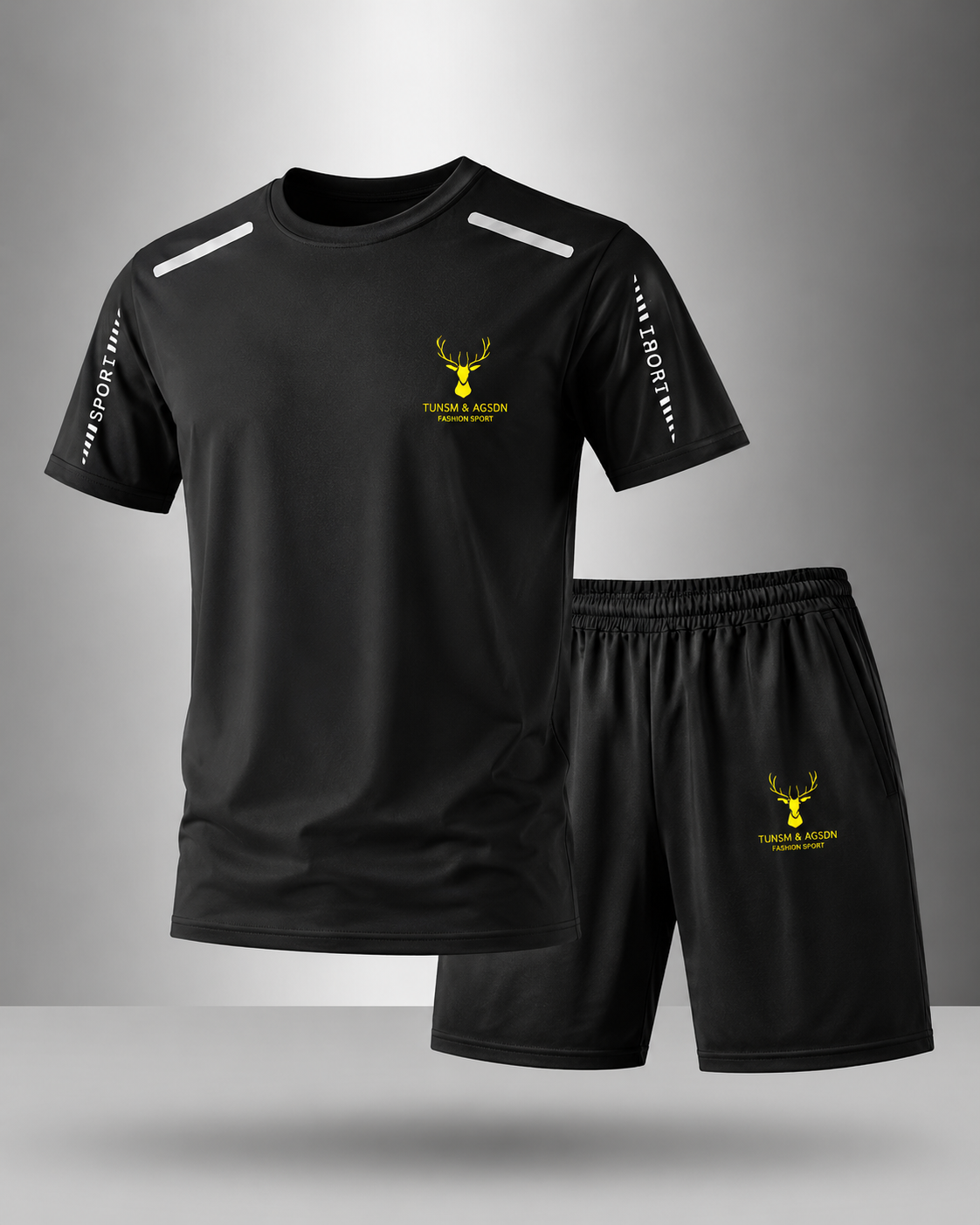 【Pago contra entrega】Conjunto deportivo de verano para hombre en seda helada: camiseta de manga corta de secado rápido y pantalones cortos.