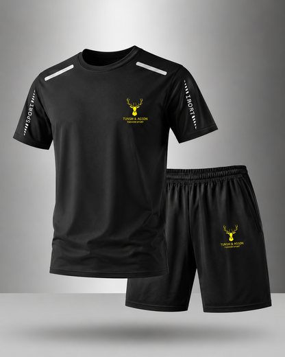【Pago contra entrega】Conjunto deportivo de verano para hombre en seda helada: camiseta de manga corta de secado rápido y pantalones cortos.