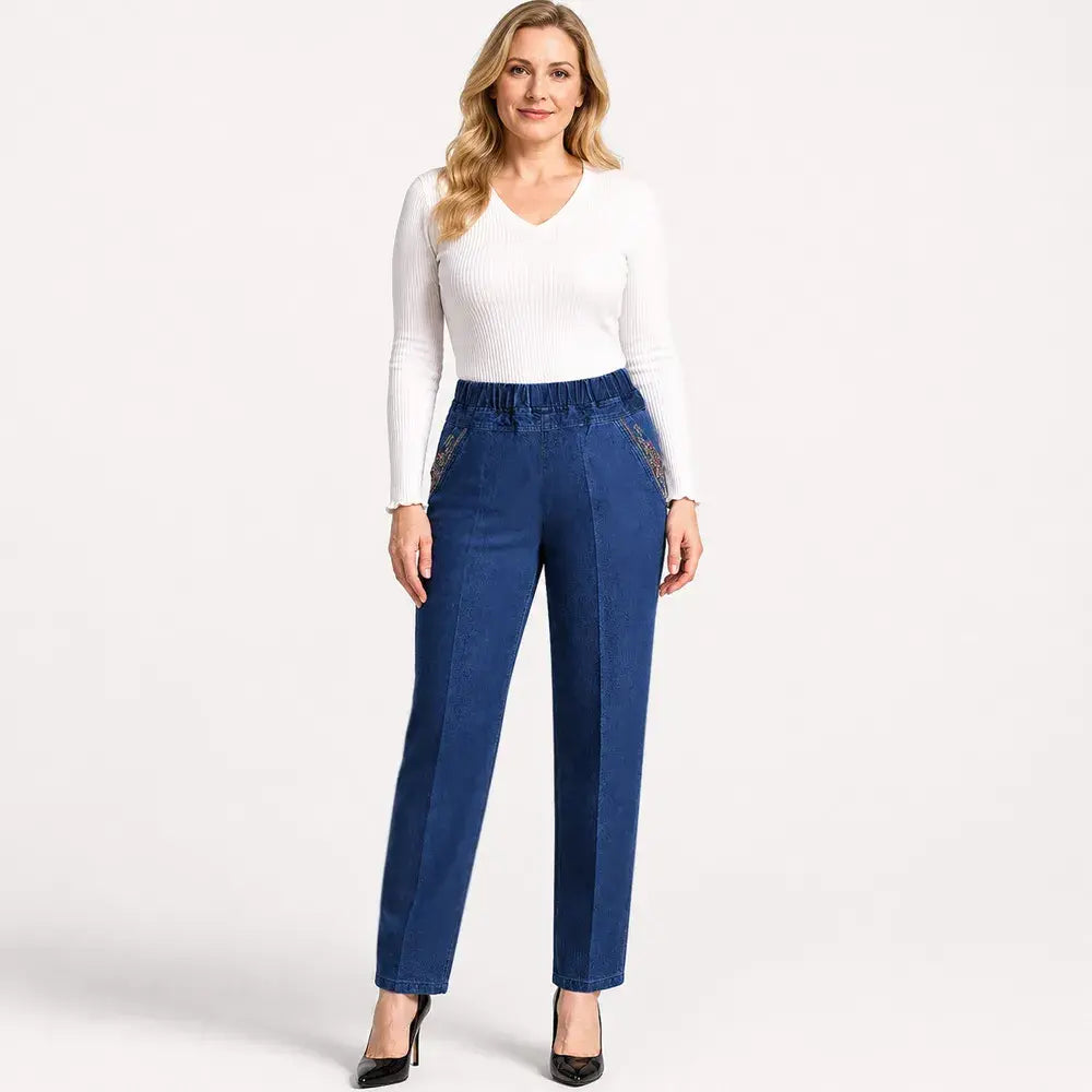1 pieza 32 euros 📏【L-5XL】Nuevos jeans de mujer de alta elasticidad, transpirables y cómodos, corte ajustado, fáciles de combinar