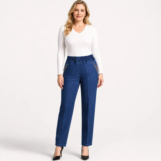 1 pieza 32 euros 📏【L-5XL】Nuevos jeans de mujer de alta elasticidad, transpirables y cómodos, corte ajustado, fáciles de combinar