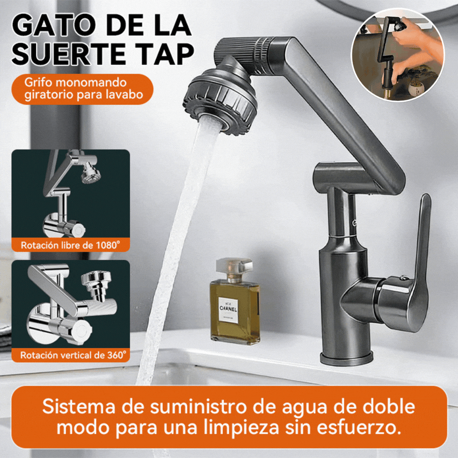 💦Grifo de lavabo universal regulable, rotación de 1080°.