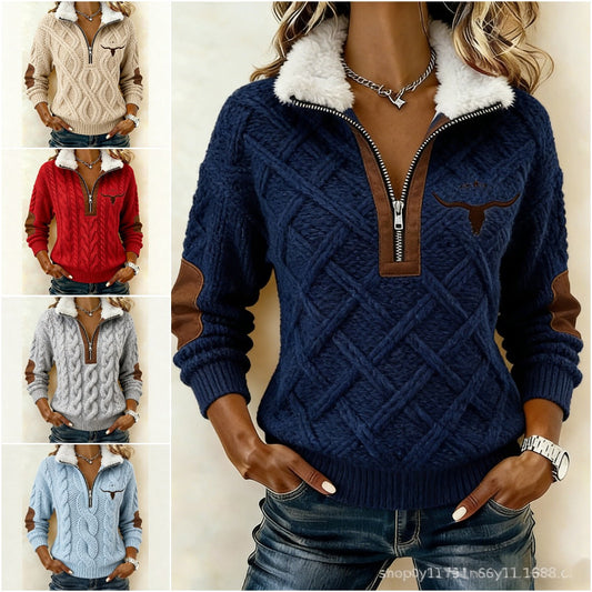 🔥Περιορισμένης Διάρκειας Έκπληξη: 50% Έκπτωση!🔥🔥Γυναικείο casual πουλόβερ με γούνινο γιακά, άνετο και κομψό.