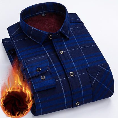 👔【L-5XL】La nueva camisa térmica de terciopelo de doble cara para hombre de otoño e invierno está de moda y es versátil.