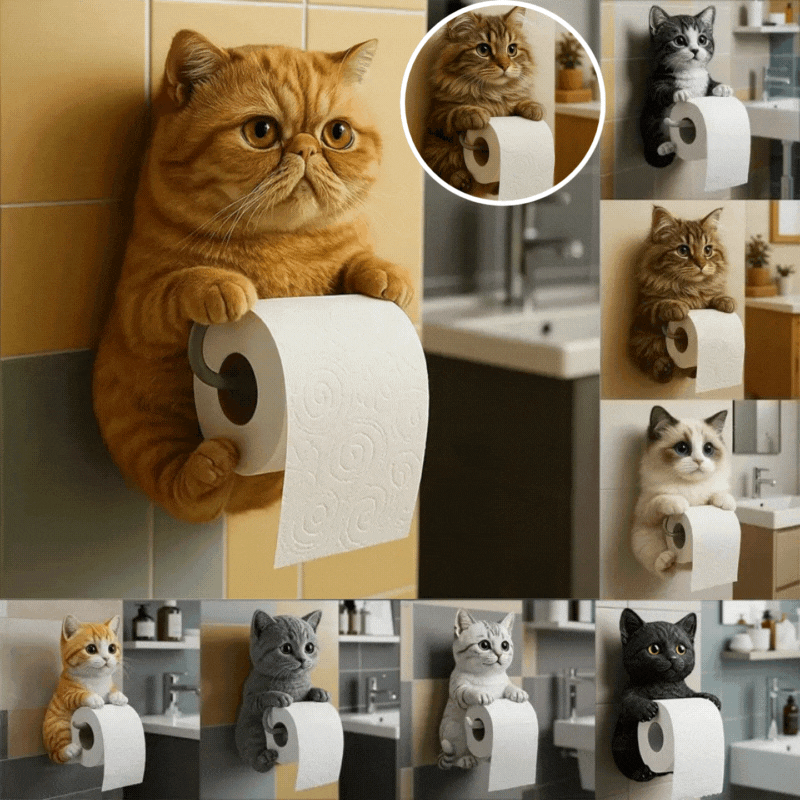 🐱【Oferta por tiempo limitado. Rebajas de fin de año.】Lindo porta rollo de papel higiénico con temática de gato