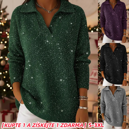 🔥50% de descuento🔥【S-3XL】Prendas de punto elegantes y de moda para mujer, diseño de cuello en V, estampado de cielo estrellado