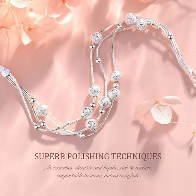 ✨✨Pulsera de cuentas de la suerte de plata 999 con diseño grabado