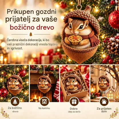 🎉【Kupite 6, dobite 6 brezplačno】12 kosov za 24 €🤩 🎁Nov 2D akrilni božični okrasek z motivi živali v obliki storža