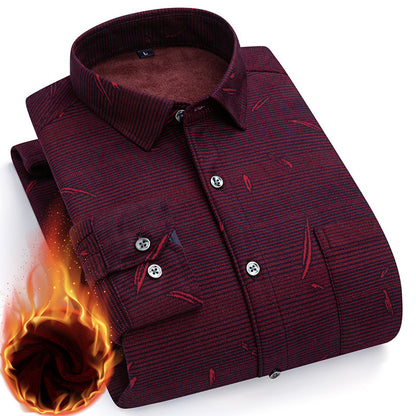 👔【L-5XL】La nueva camisa térmica de terciopelo de doble cara para hombre de otoño e invierno está de moda y es versátil.