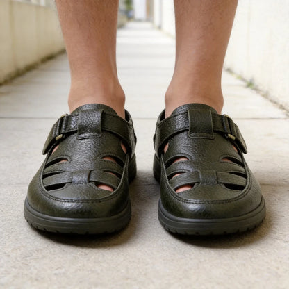 【Oferta especial de último día】👞Sandalias de cuero genuino para hombre, elegantes y cómodas