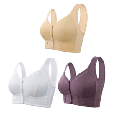 （3 piezas）💕🎁【45 kg-155 kg】Sujetador transpirable de gran tamaño hecho de algodón suave, cierre de botón frontal