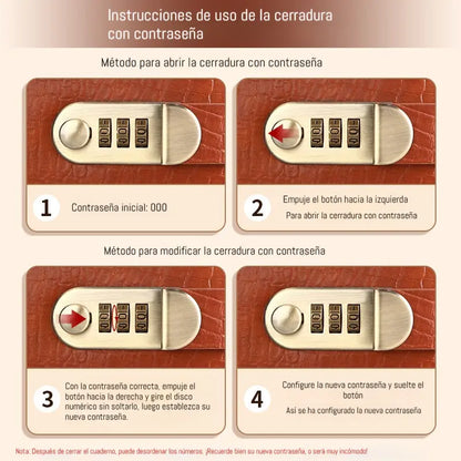 📓💰🔐Se utiliza una libreta protegida con contraseña para guardar cheques, dinero en efectivo, tarjetas bancarias y diversos comprobantes.