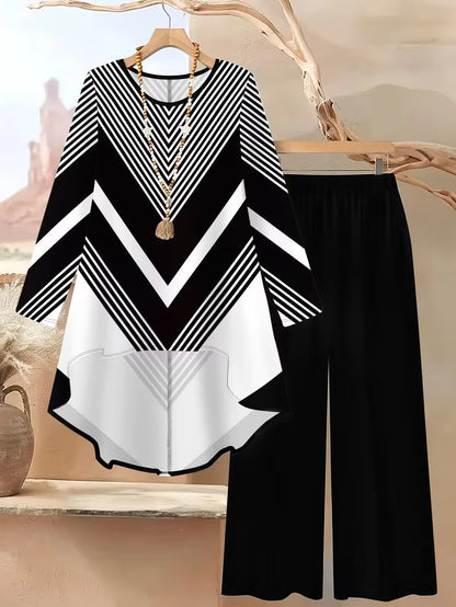 ⏳Oferta por tiempo limitado⏰【50-120 kg】👚Traje casual holgado de mujer con estampado de lunares