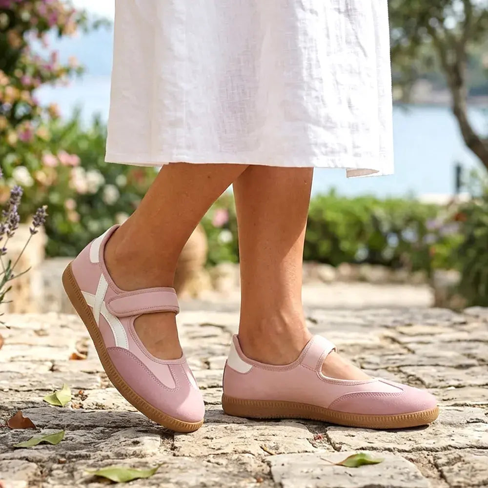 【36-42】Zapatillas planas informales de estilo retro para mujer con diseño de bloques de color.