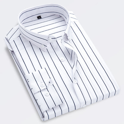 🔥👕【M-5XL】Camisa de negocios de rayas para hombre de manga larga 2026