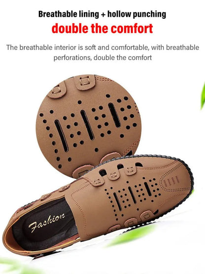 【39-44】 Zapatos casuales de verano para hombre en piel auténtica con aberturas