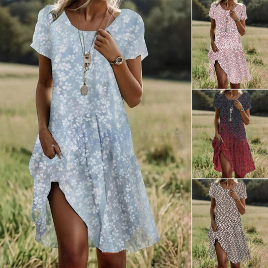 📣【Último día de rebajas】💖【S-3XL】👗Nuevo vestido casual Primavera/Verano 2026 — Cuello redondo con estampado