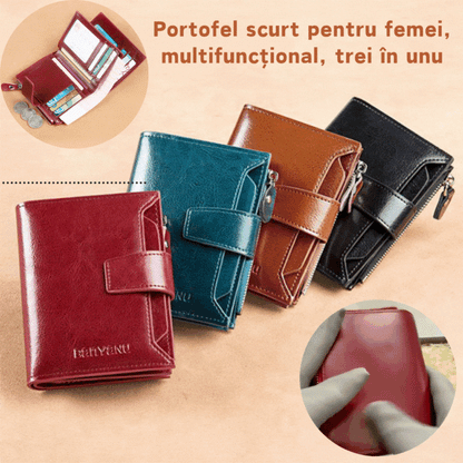 🔥【Oferta especial】 Nueva cartera de mujer de alta gama, cartera corta de piel, múltiples bolsillos