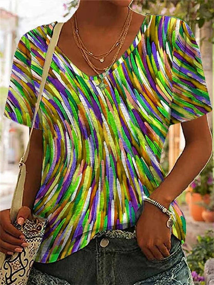 【S-5XL】2026 Nueva camiseta estampada con cuello en V para mujer