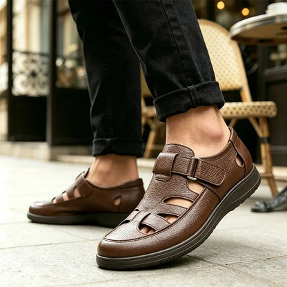 【Oferta especial de último día】👞Sandalias de cuero genuino para hombre, elegantes y cómodas